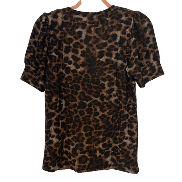 DKNY Animal-Print Hacci V-Neck Top - Size Small - Picture 3 of 3